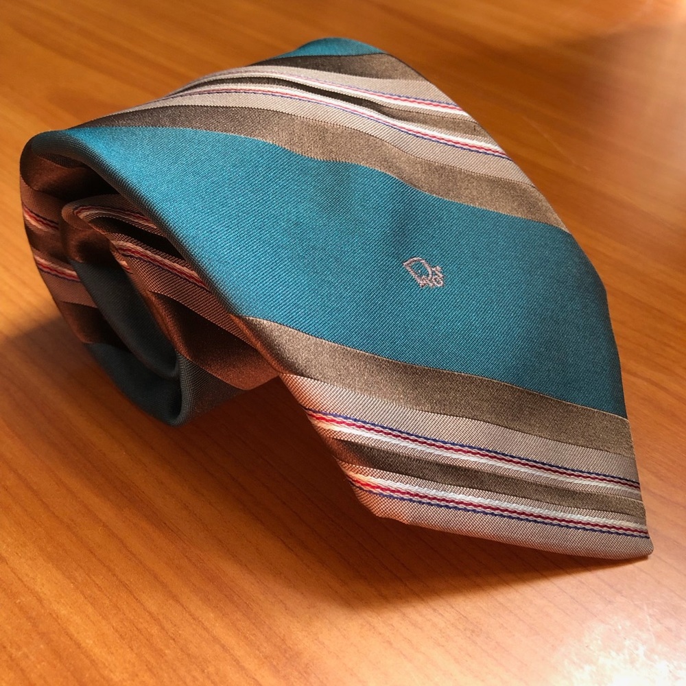 Vintage Christian Dior Monsieur Green Striped Tie